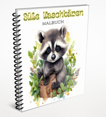 Süße Waschbären Malbuch.