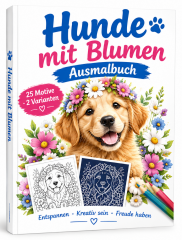 Hunde mit Blumen – Malbuch.