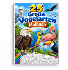25 große Vögel - Malbuch